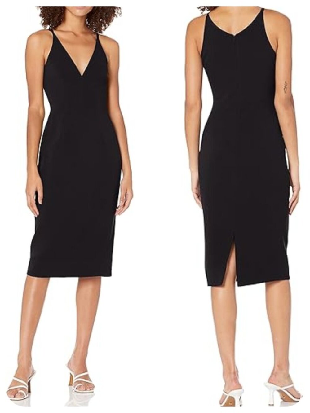 NEW Dress the Population LYLA dress Size Plus 2XL, Plunging Fitted Midi Sheath